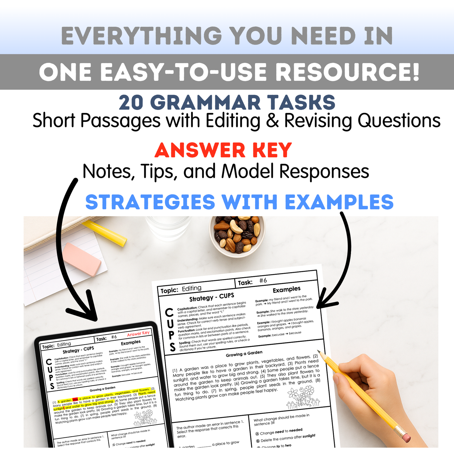 3rd Grade Grammar Workbook (Editing & Revising) - Digital PDF