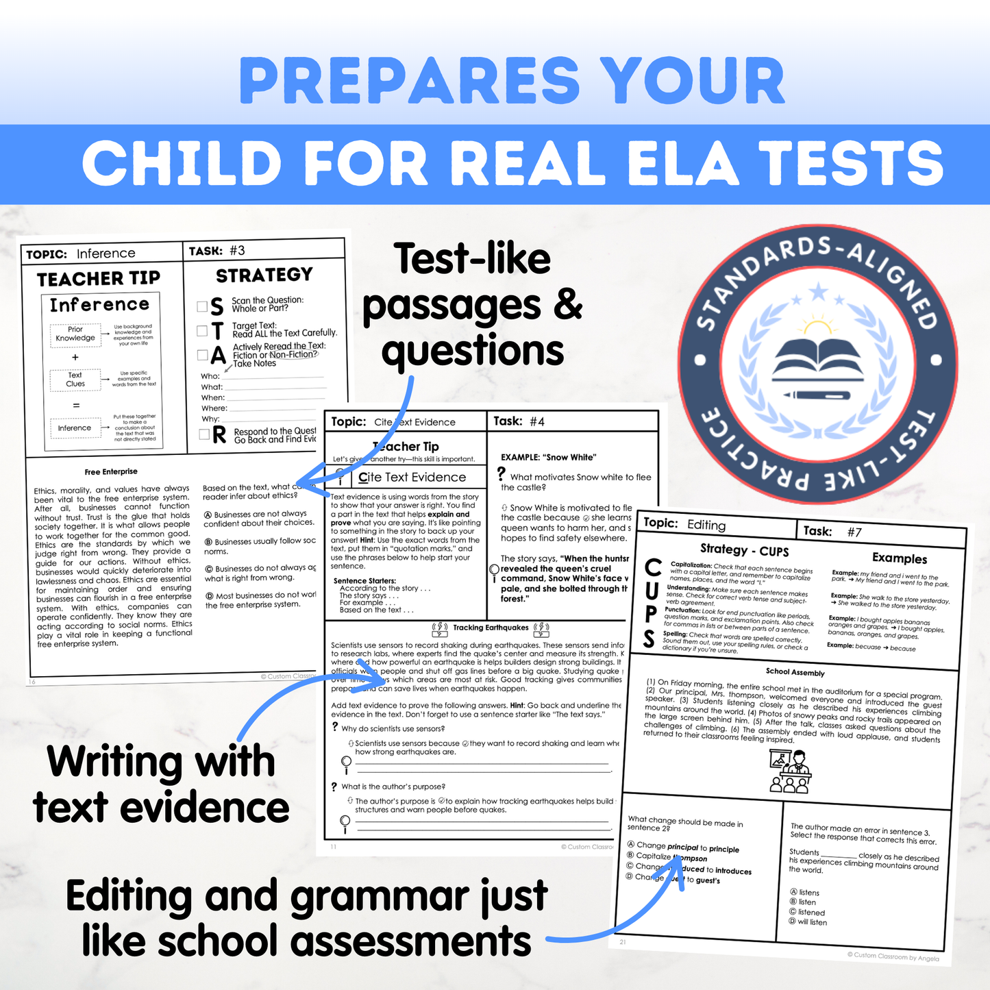 7th Grade Ultimate 3-in-1 ELA Workbook for Test Prep Success - Digital PDF
