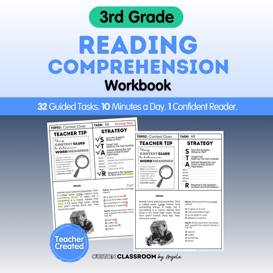 3rd Grade Reading Comprehension Workbook - Digital PDF
