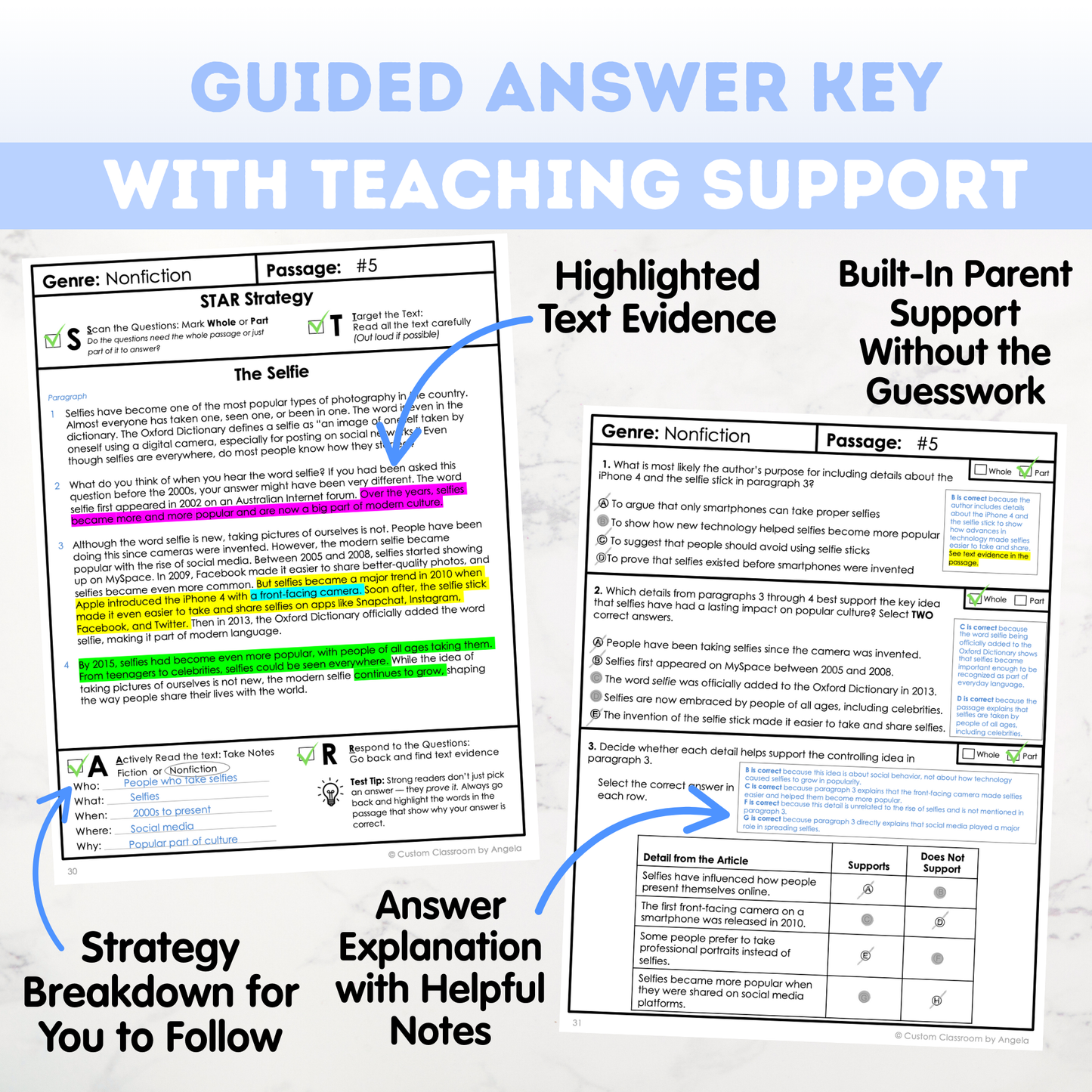 7th Grade Comprehension Test Prep Passages Workbook