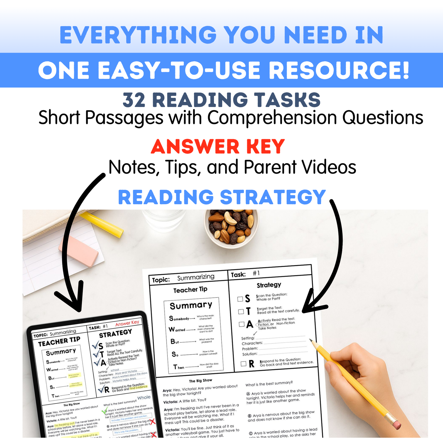 3rd Grade Reading Comprehension Workbook - Digital PDF
