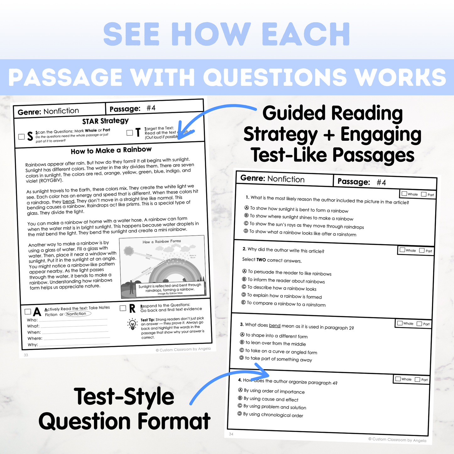 3rd Grade Comprehension Test Prep Passages Workbook