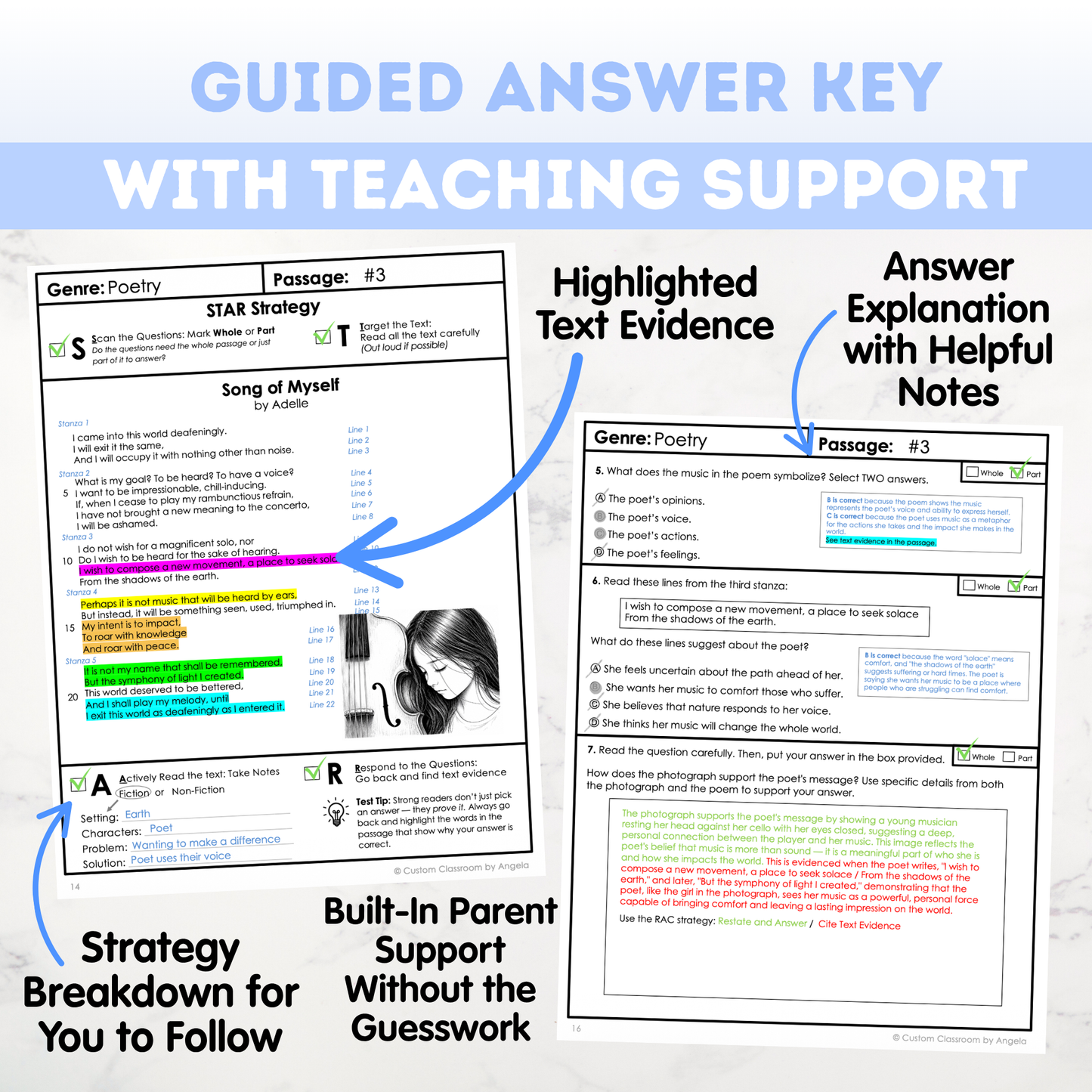 10th Grade Comprehension Test Prep Passages Workbook Digital PDF