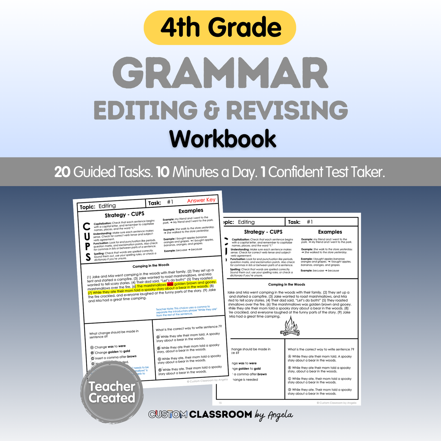 4th Grade Grammar Workbook (Editing & Revising) - Digital PDF