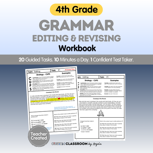 4th Grade Grammar Workbook (Editing & Revising) - Digital PDF