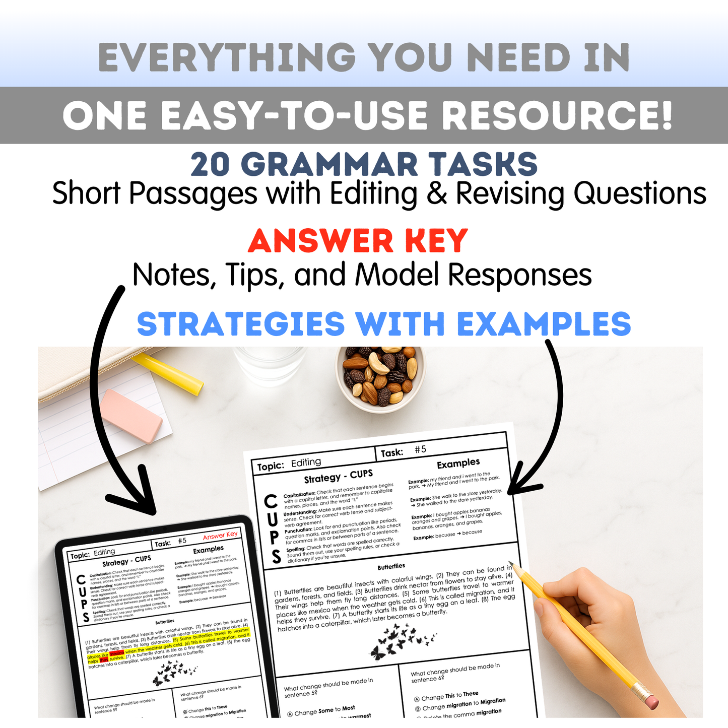 4th Grade Grammar Workbook (Editing & Revising) - Digital PDF