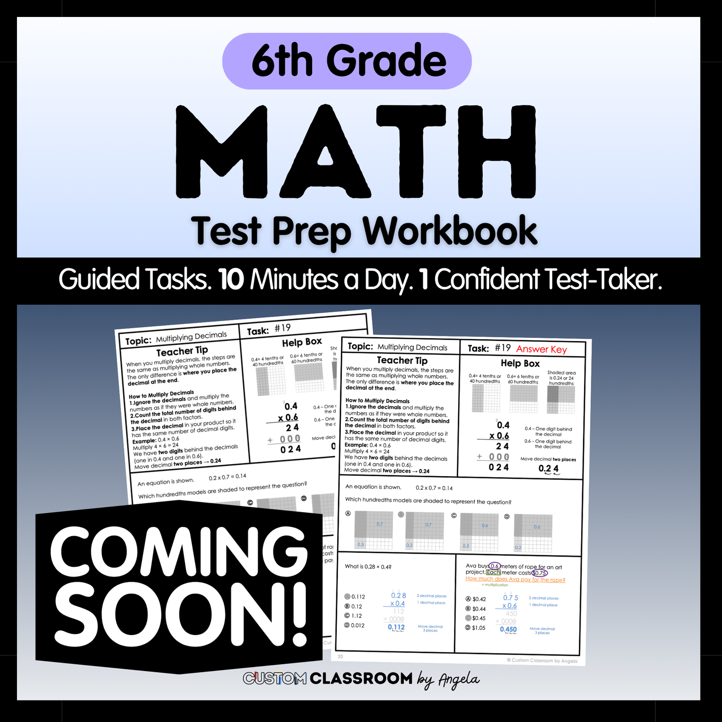 6th Grade Math Test Prep Workbook
