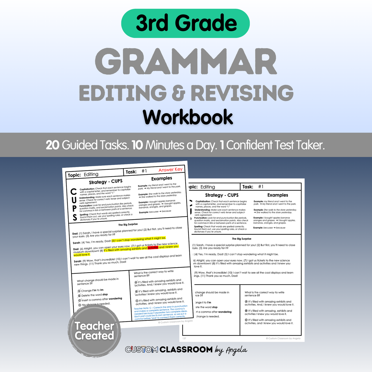 3rd Grade Grammar Workbook (Editing & Revising) - Digital PDF
