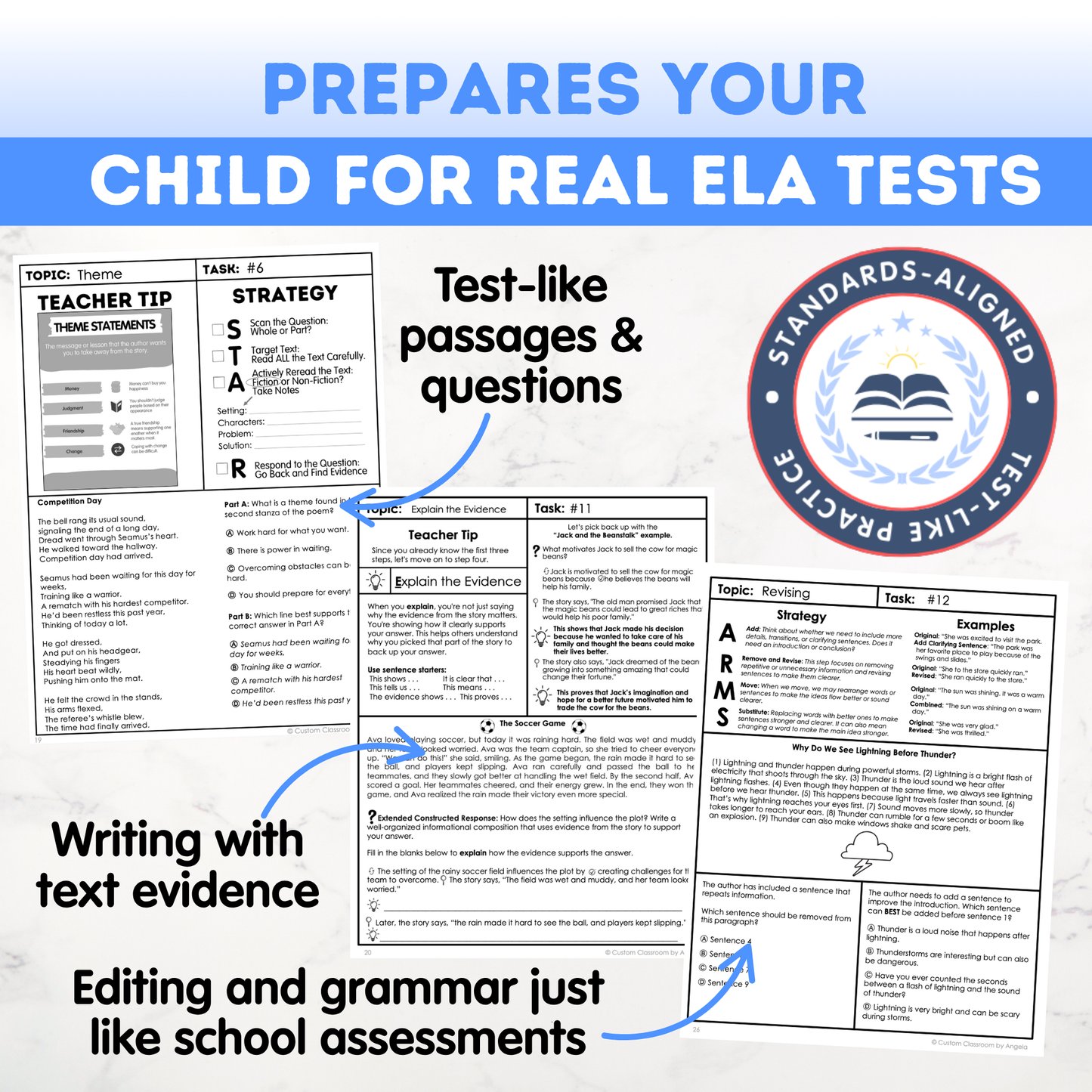 5th Grade Ultimate 3-in-1 ELA Workbook for Test Prep Success - Digital PDF