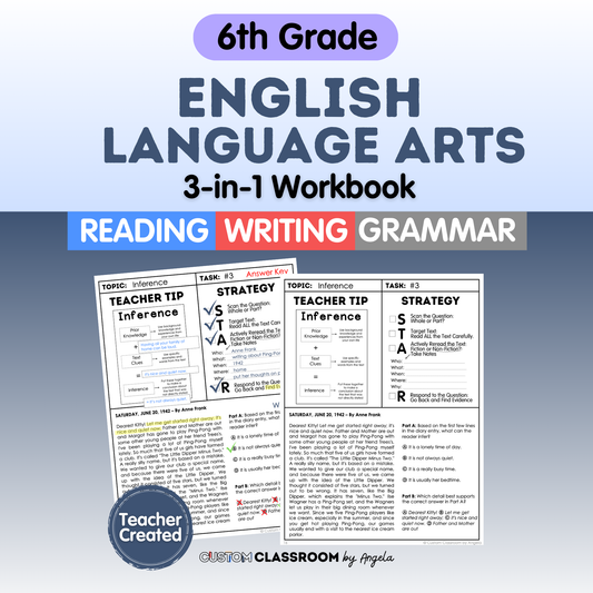 6th Grade Ultimate 3-in-1 ELA Workbook for Test Prep Success - Digital PDF