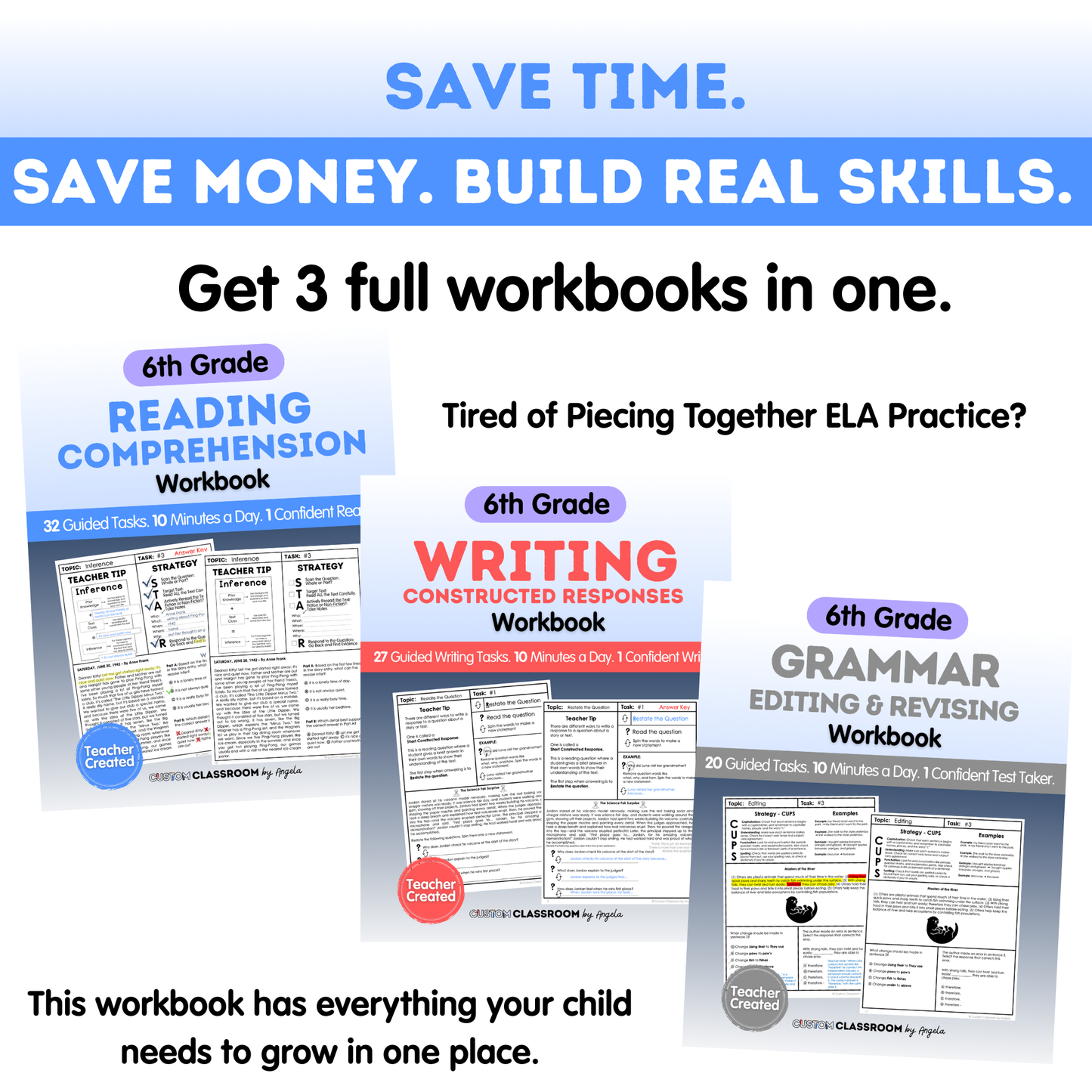 6th Grade Ultimate 3-in-1 ELA Workbook for Test Prep Success - Digital PDF