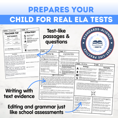 6th Grade Ultimate 3-in-1 ELA Workbook for Test Prep Success - Digital PDF