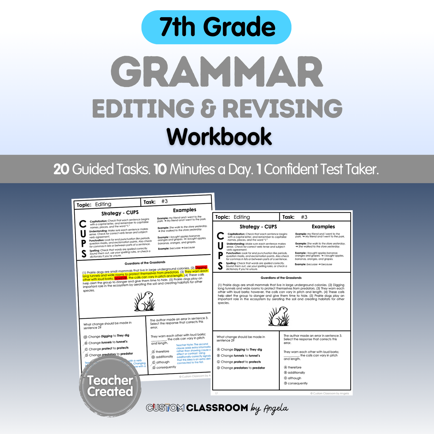 7th Grade Grammar Workbook (Editing & Revising) - Digital PDF