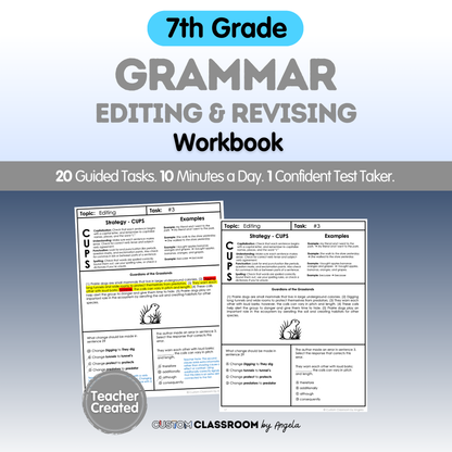 7th Grade Grammar Workbook (Editing & Revising) - Digital PDF