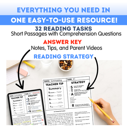 4th Grade Reading Comprehension Workbook - Digital PDF
