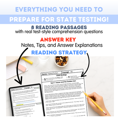 6th Grade Comprehension Test Prep Passages Workbook