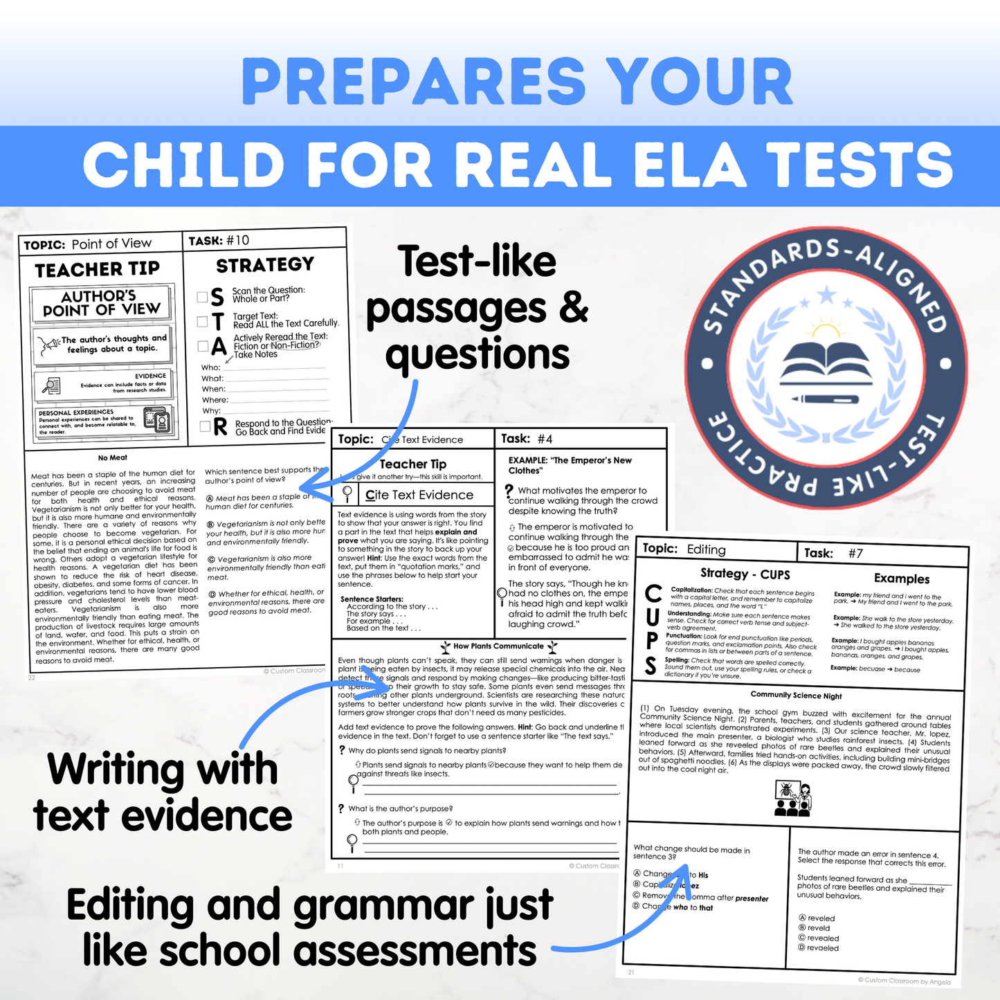 8th Grade Ultimate 3-in-1 ELA Workbook for Test Prep Success - Digital PDF