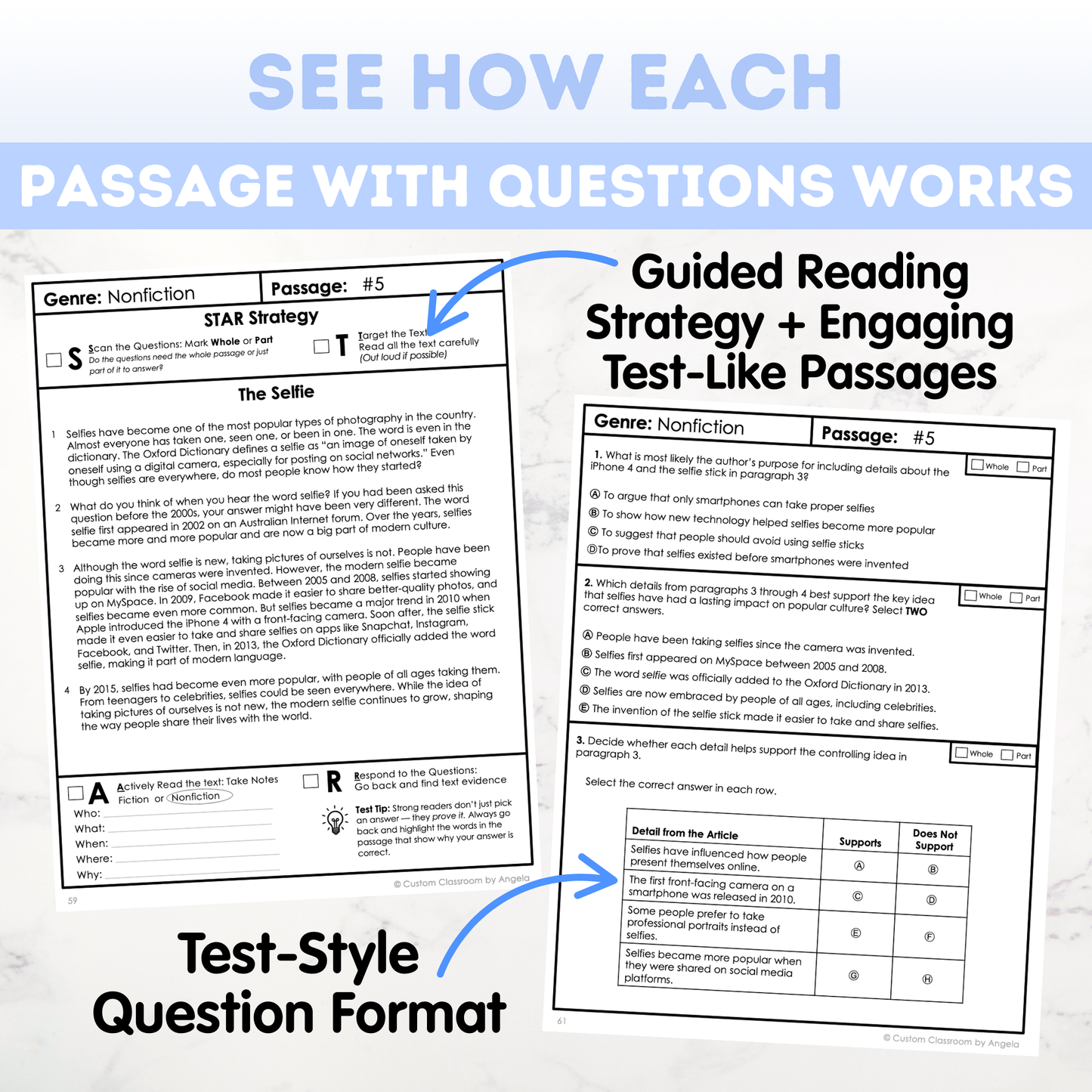 7th Grade Comprehension Test Prep Passages Workbook