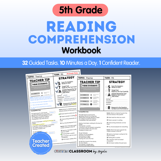 5th Grade Reading Comprehension Workbook - Digital PDF