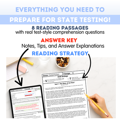 9th Grade Comprehension Test Prep Passages Workbook