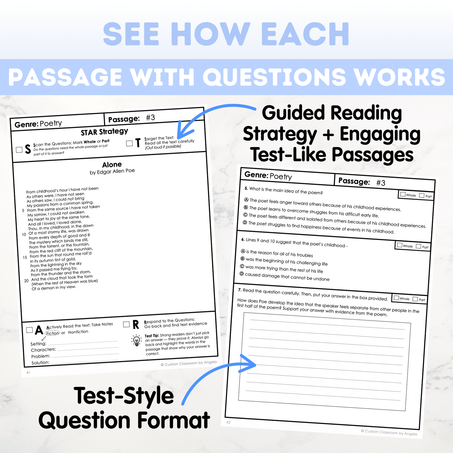 9th Grade Comprehension Test Prep Passages Workbook
