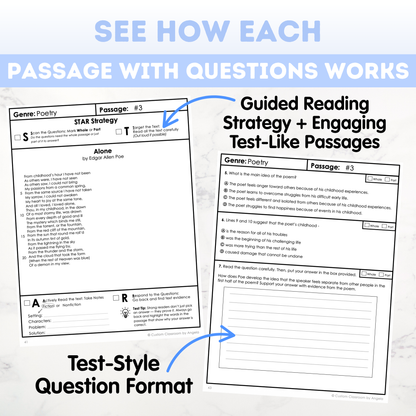 9th Grade Comprehension Test Prep Passages Workbook