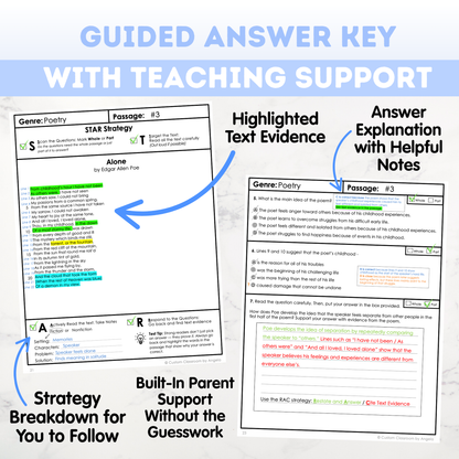 9th Grade Comprehension Test Prep Passages Workbook
