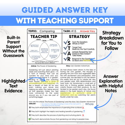 8th Grade Reading Comprehension Workbook