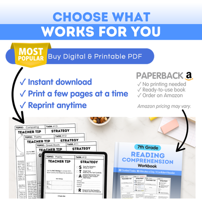 7th Grade Reading Comprehension Workbook