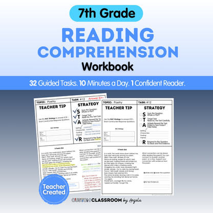 7th Grade Reading Comprehension Workbook - Digital PDF
