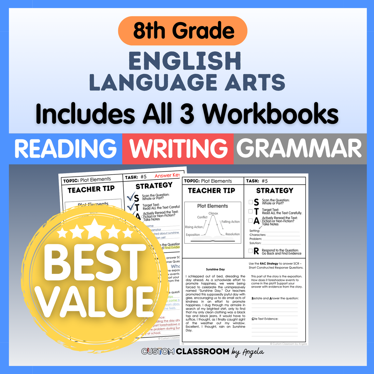 8th Grade Reading, Writing & Grammar Bundle