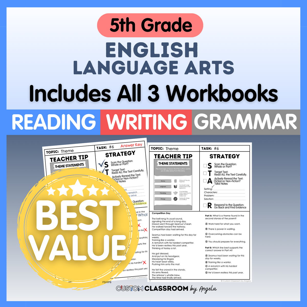 5th Grade Reading, Writing & Grammar Bundle