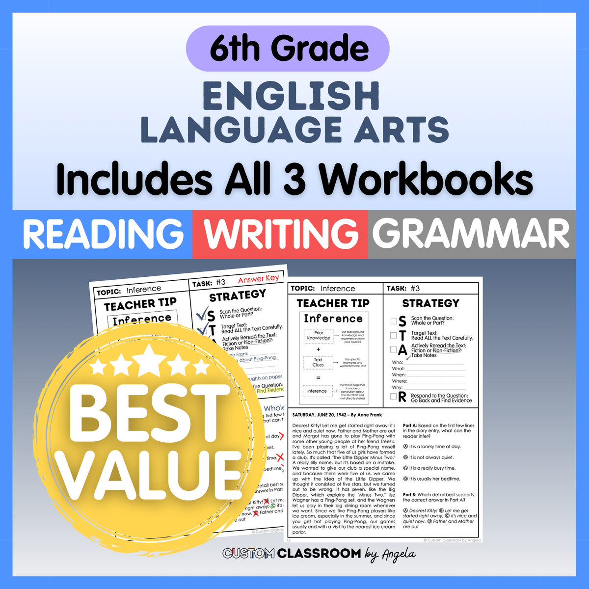 6th Grade Reading, Writing & Grammar Bundle