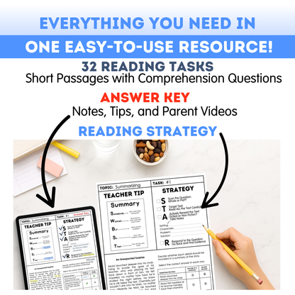 7th Grade Reading Comprehension Workbook - Digital PDF