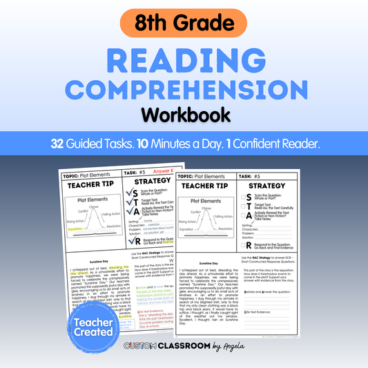 8th Grade Reading Comprehension Workbook - Digital PDF