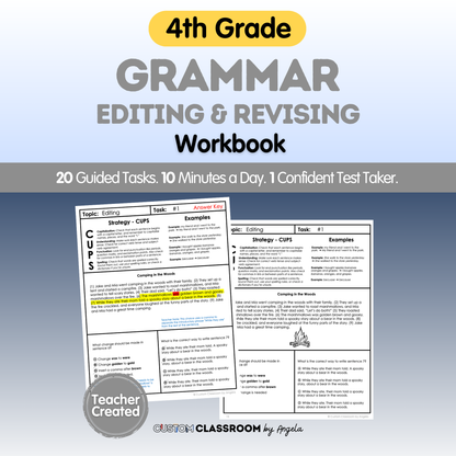 4th Grade Grammar Workbook (Editing & Revising) - Digital PDF