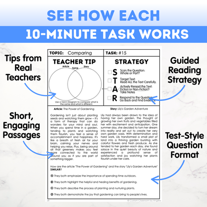 8th Grade Reading Comprehension Workbook - Digital PDF