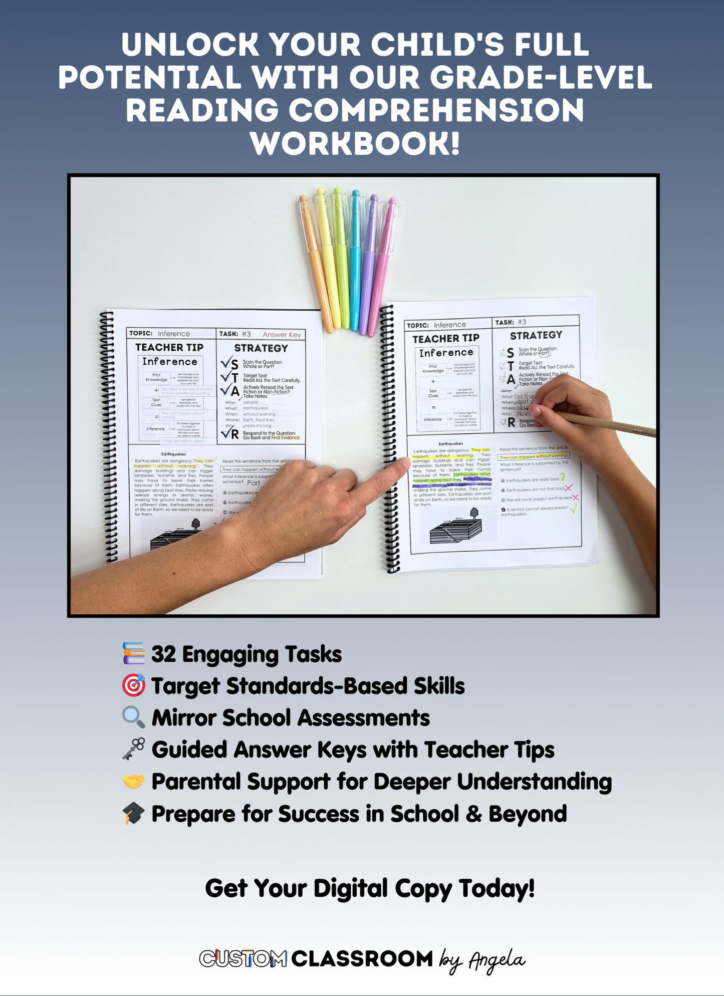3rd Grade Reading Comprehension Workbook - Digital PDF