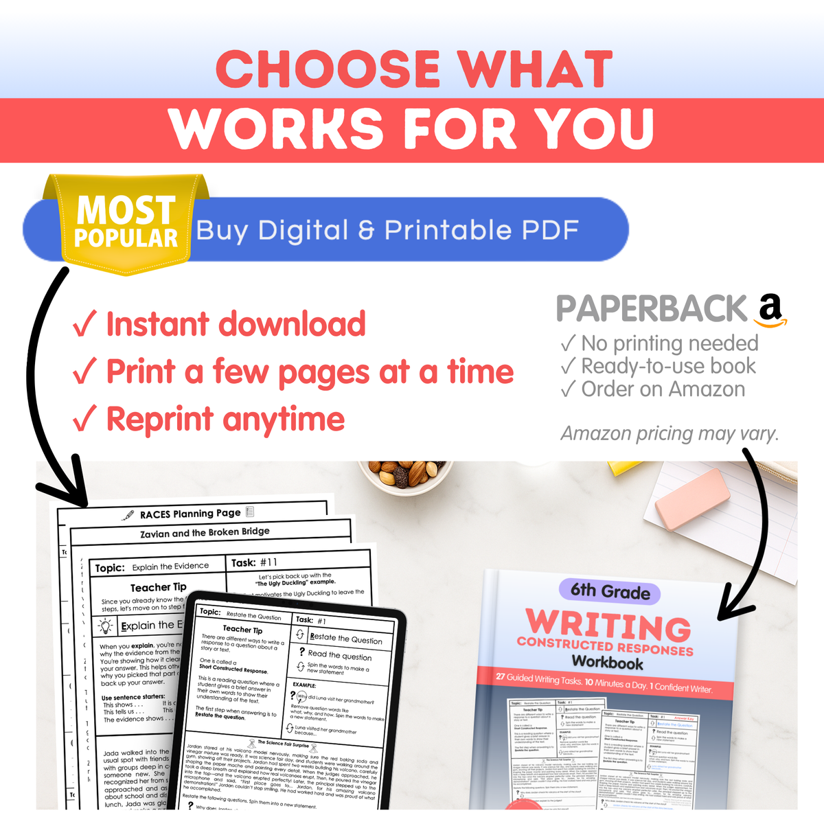 6th Grade Writing Workbook