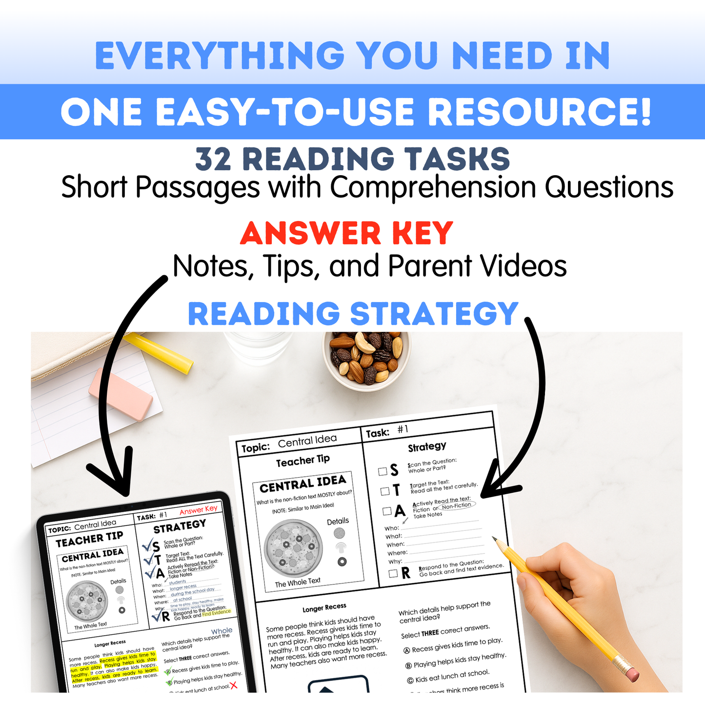 2nd Grade Reading Comprehension Workbook - Digital PDF
