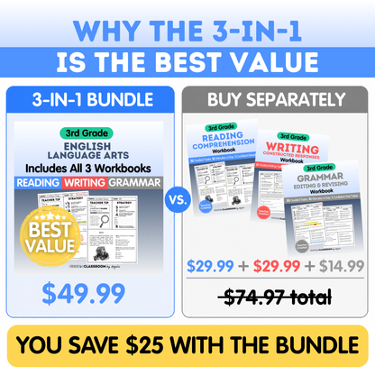 3rd Grade Reading, Writing & Grammar Bundle