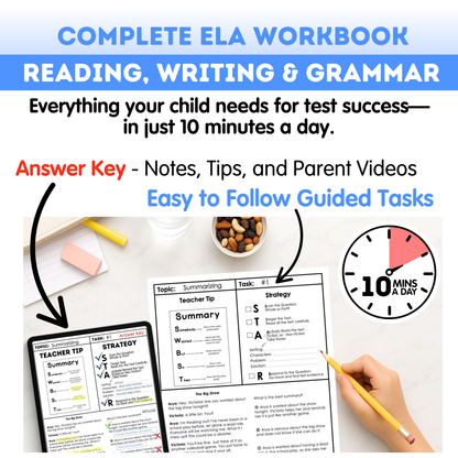 3rd Grade Ultimate 3-in-1 ELA Workbook for Test Prep Success - Digital PDF