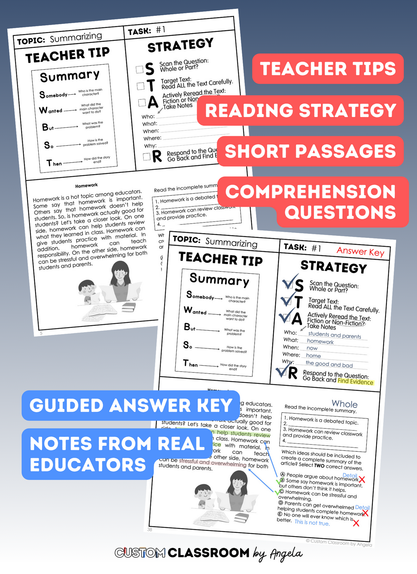 5th Grade Reading Comprehension Workbook - Digital PDF