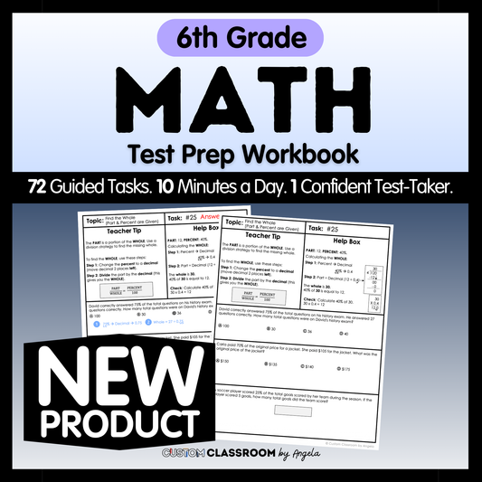 6th Grade Math Test Prep Workbook