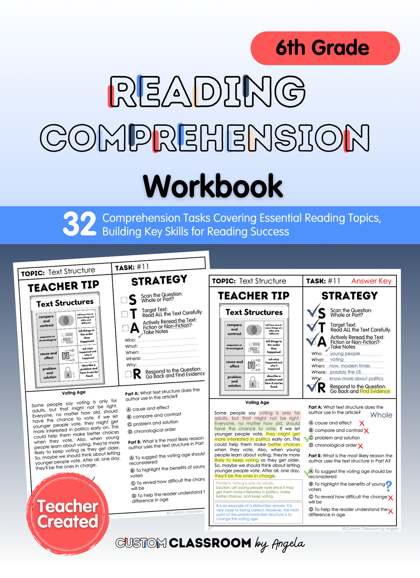 Reading 6th Grade.pdf 6th Grade Reading Comprehension Workbook - Digital PDF – Custom ...