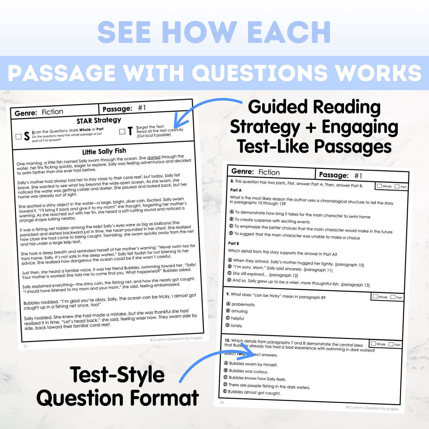 4th Grade Comprehension Test Prep Passages Workbook