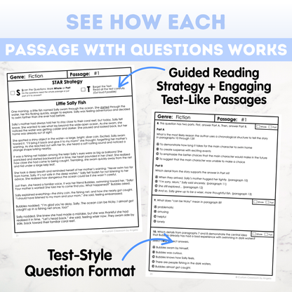 4th Grade Comprehension Test Prep Passages Workbook