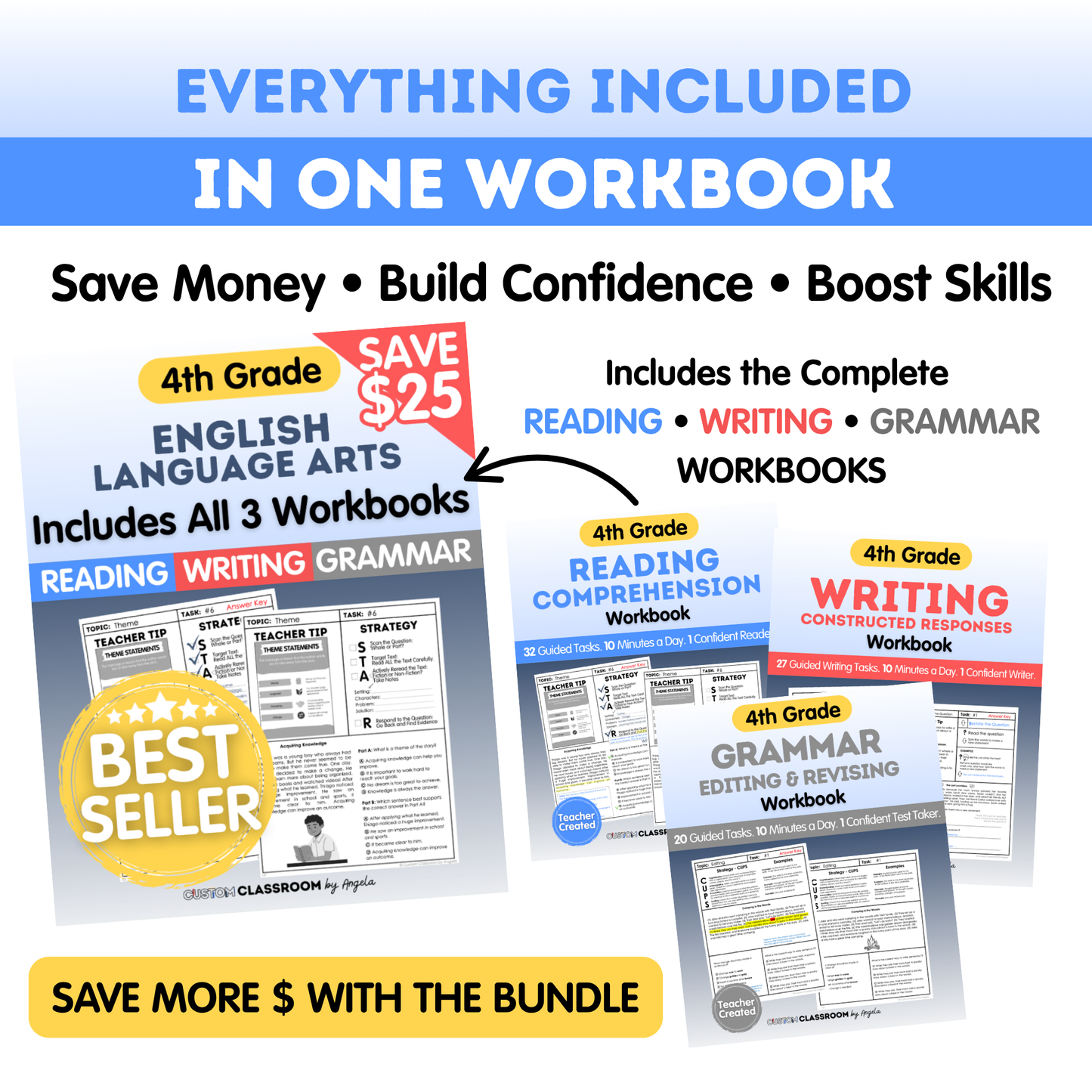4th Grade Reading, Writing & Grammar Bundle