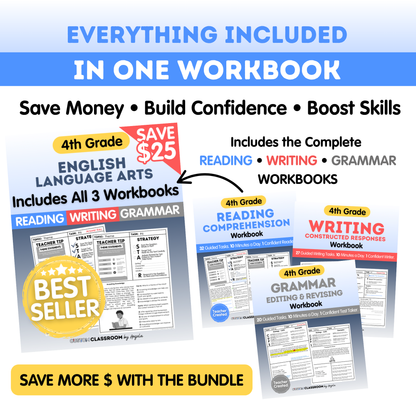 4th Grade Reading, Writing & Grammar Bundle
