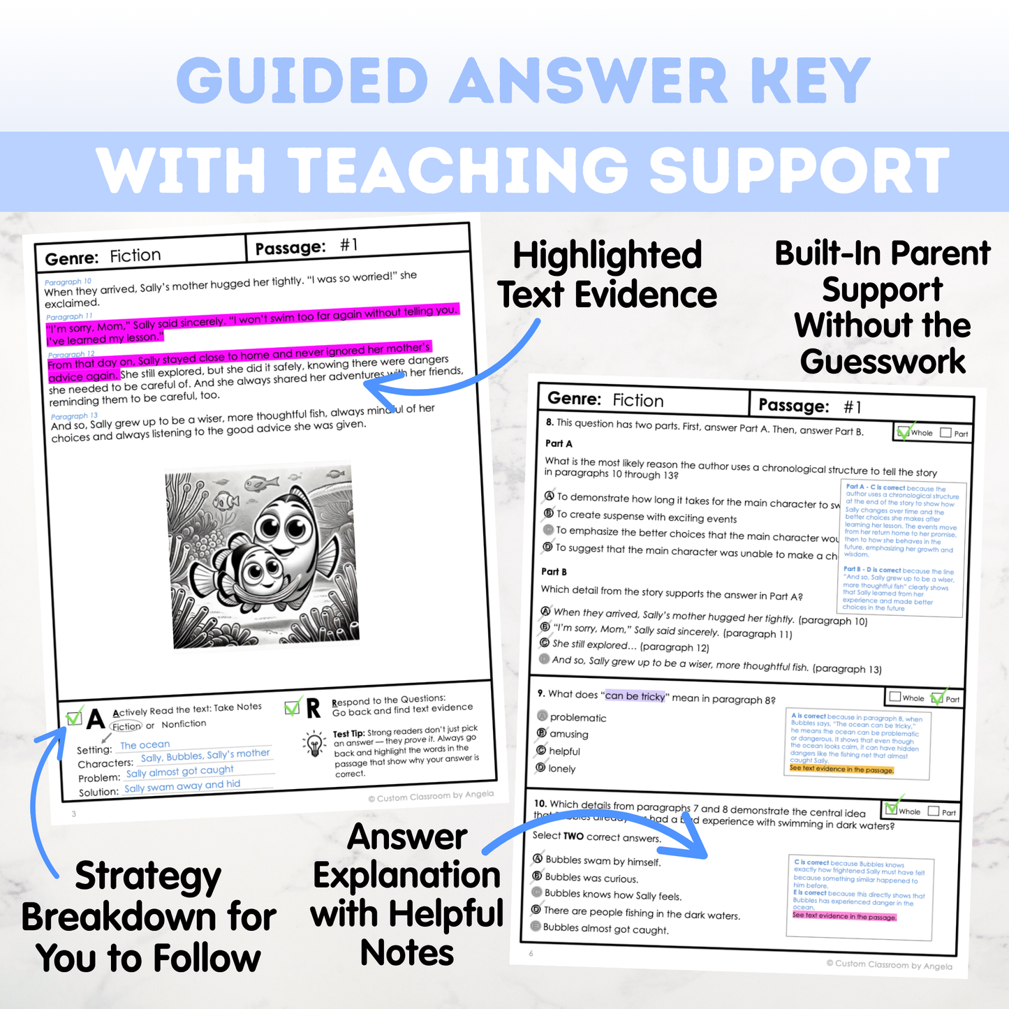 4th Grade Comprehension Test Prep Passages Workbook